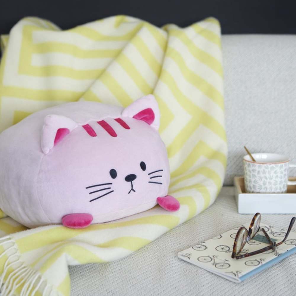 Cuscino Peluche Gatto rosa